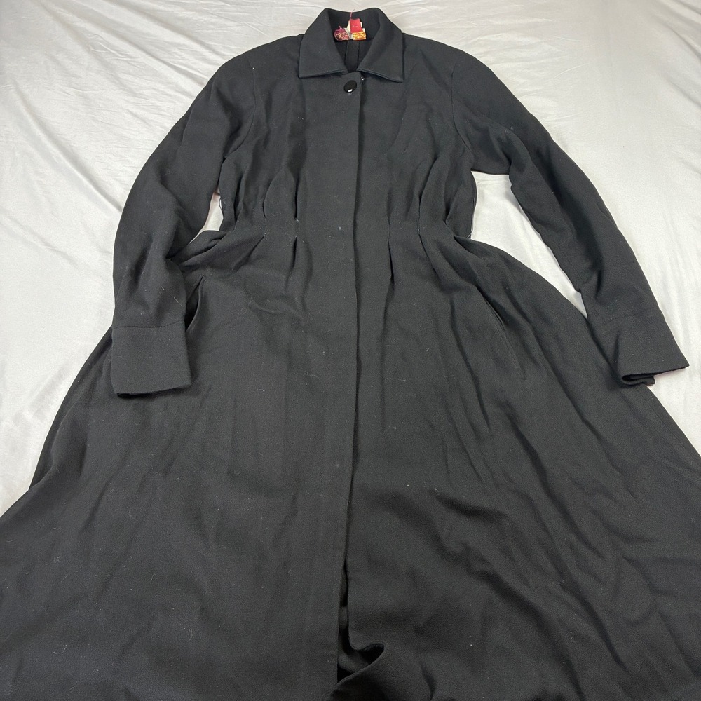 Anne Klein Dress Women 8 Black Wool Pleated Saks Fifth Avenue VTG Maxi Flare
